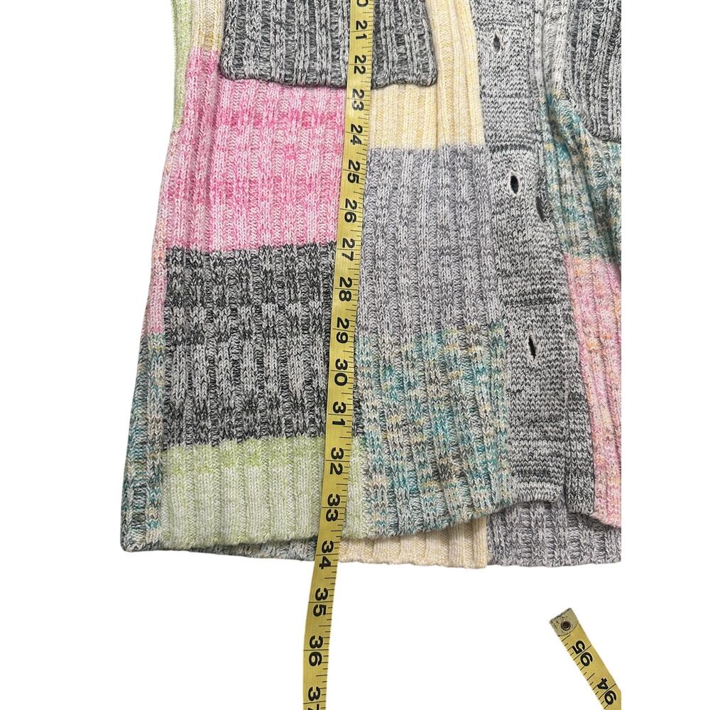 by Anthropologie Patchwork Duster Cardigan Size S Pastel Colorblock Knit Pockets - Picture 8 of 10
